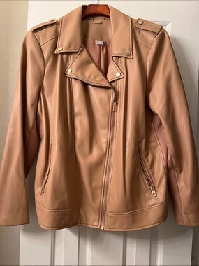 Chico's Faux Leather Moto Jacket in Camel